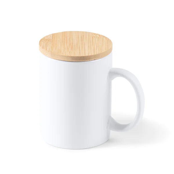 Taza cerámica mate tapa de bambú 370 ml — otra vista
