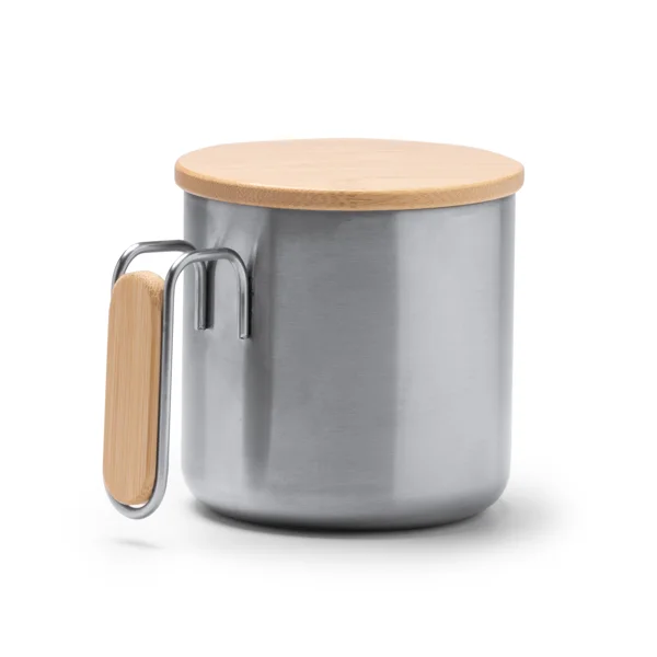 Taza acero asa de bambú con tapa 350 ml — otra vista