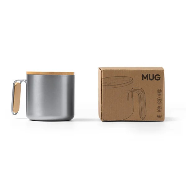 Taza acero asa de bambú con tapa 350 ml — otra vista