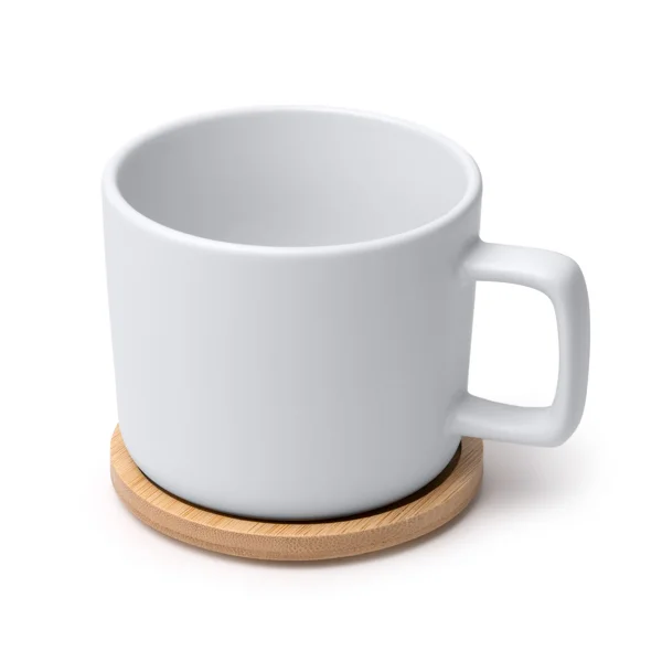 Taza cerámica mate tapa de bambú 350 ml — otra vista