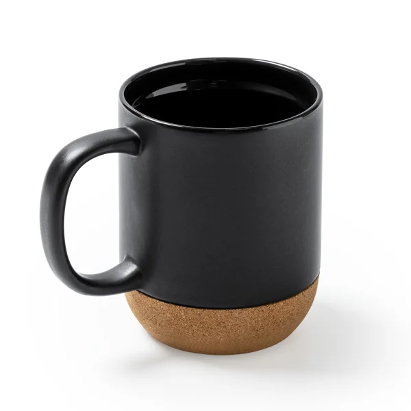 Taza cerámica mate base de corcho 420 ml