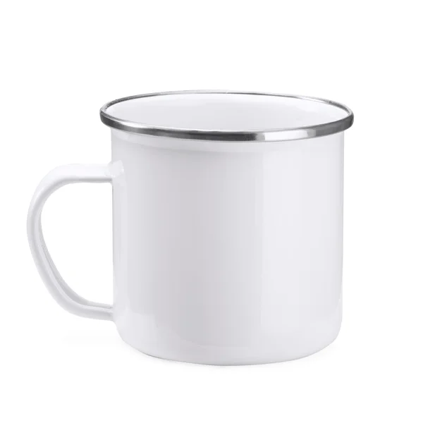 Taza esmaltada retro borde plateado 370 ml